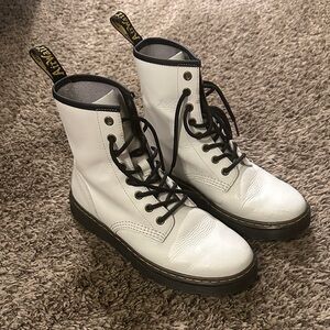 Dr. Martens White Leather Boots with Black Accents